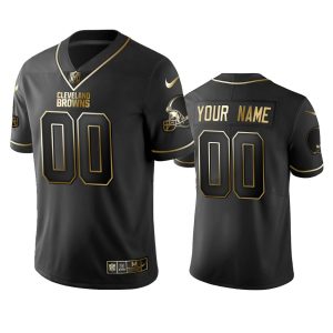 Stunning Browns Custom Men's Stitched NFL Vapor Untouchable Limited Black Golden Jersey