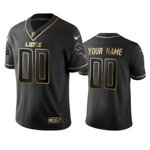 Fantastic Lions Custom Men's Stitched NFL Vapor Untouchable Limited Black Golden Jersey