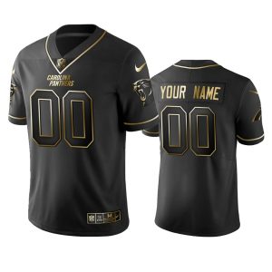 Stunning Panthers Custom Men's Stitched NFL Vapor Untouchable Limited Black Golden Jersey