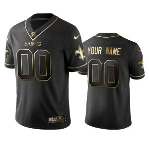 Exceptional Saints Custom Men's Stitched NFL Vapor Untouchable Limited Black Golden Jersey