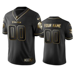 Premium Vikings Custom Men's Stitched NFL Vapor Untouchable Limited Black Golden Jersey