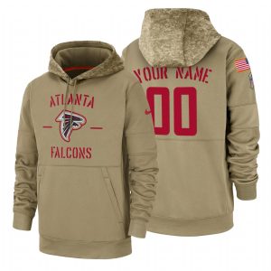 Fantastic Atlanta Falcons Custom  Tan 2019 Salute To Service Name & Number Sideline Therma Pullover Hoodie