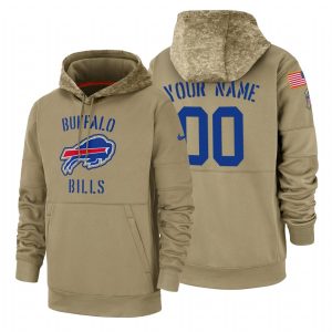 Delightful Buffalo Bills Custom  Tan 2019 Salute To Service Name & Number Sideline Therma Pullover Hoodie