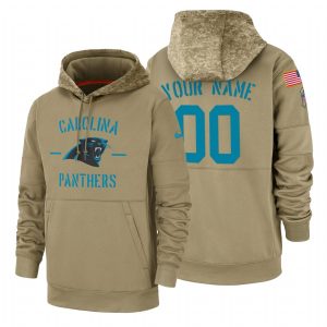 Delightful Carolina Panthers Custom  Tan 2019 Salute To Service Name & Number Sideline Therma Pullover Hoodie