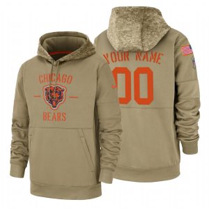 Delightful Chicago Bears Custom  Tan 2019 Salute To Service Name & Number Sideline Therma Pullover Hoodie
