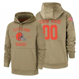 Delightful Cleveland Browns Custom  Tan 2019 Salute To Service Name & Number Sideline Therma Pullover Hoodie