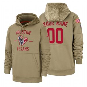 Exceptional Houston Texans Custom  Tan 2019 Salute To Service Name & Number Sideline Therma Pullover Hoodie