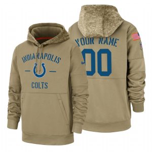 Delightful Indianapolis Colts Custom  Tan 2019 Salute To Service Name & Number Sideline Therma Pullover Hoodie