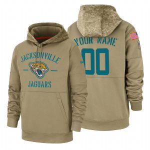 Fantastic Jacksonville Jaguars Custom  Tan 2019 Salute To Service Name & Number Sideline Therma Pullover Hoodie
