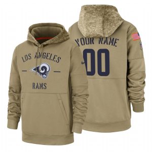 Fantastic Los Angeles Rams Custom  Tan 2019 Salute To Service Name & Number Sideline Therma Pullover Hoodie