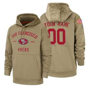 Exceptional San Francisco 49ers Custom  Tan 2019 Salute To Service Name & Number Sideline Therma Pullover Hoodie