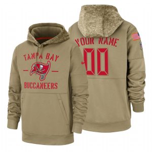 Fantastic Tampa Bay Buccaneers Custom  Tan 2019 Salute To Service Name & Number Sideline Therma Pullover Hoodie