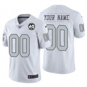Stunning Raiders Custom White 60th Anniversary Patch Men's Stitched NFL 100 Limited Color Rush Jersey