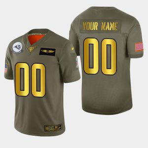 Superb Rams Custom Men's Olive Gold 2019 Salute to Service NFL 100 Limited Jersey