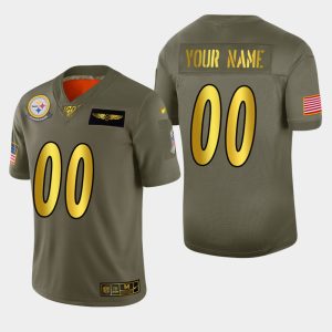 Superb Steelers Custom Men's Olive Gold 2019 Salute to Service NFL 100 Limited Jersey