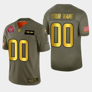 Exceptional Texans Custom Men's Olive Gold 2019 Salute to Service NFL 100 Limited Jersey