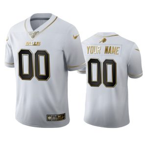 Premium Buffalo Bills Custom Men's  White Golden Edition Vapor Limited NFL 100 Jersey