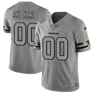 Amazing Baltimore Ravens Custom Men's  Gray Gridiron II Vapor Untouchable Limited NFL Jersey