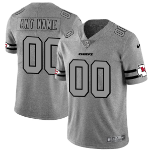 Premium Kansas City Chiefs Custom Men's  Gray Gridiron II Vapor Untouchable Limited NFL Jersey