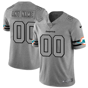 Outstanding Miami Dolphins Custom Men's  Gray Gridiron II Vapor Untouchable Limited NFL Jersey