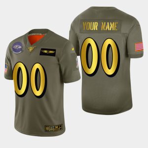 Exceptional Baltimore Ravens Custom Men's  Olive Gold 2019 Salute to Service Limited NFL 100 Jersey