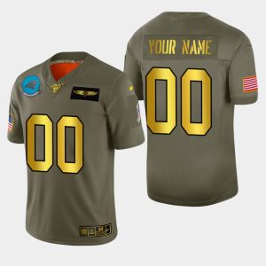 Top notch Carolina Panthers Custom Men's  Olive Gold 2019 Salute to Service Limited NFL 100 Jersey