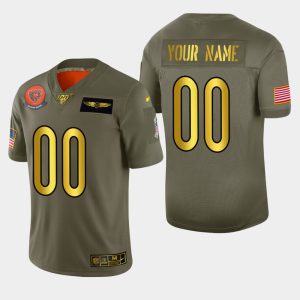Delightful Chicago Bears Custom Men's  Olive Gold 2019 Salute to Service Limited NFL 100 Jersey