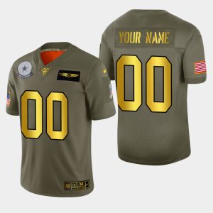 Stunning Dallas Cowboys Custom Men's  Olive Gold 2019 Salute to Service Limited NFL 100 Jersey