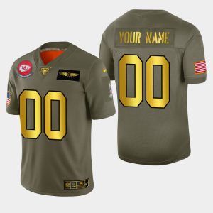 Stunning Kansas City Chiefs Custom Men's  Olive Gold 2019 Salute to Service Limited NFL 100 Jersey