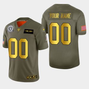 Delightful Raiders Custom Men's  Olive Gold 2019 Salute to Service Limited NFL 100 Jersey