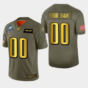 Superb Philadelphia Eagles Custom Men's  Olive Gold 2019 Salute to Service Limited NFL 100 Jersey