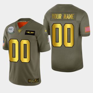 Superb Seattle Seahawks Custom Men's  Olive Gold 2019 Salute to Service Limited NFL 100 Jersey