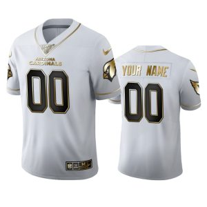 Outstanding Arizona Cardinals Custom Men's  White Golden Edition Vapor Limited NFL 100 Jersey