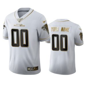Amazing Atlanta Falcons Custom Men's  White Golden Edition Vapor Limited NFL 100 Jersey