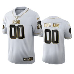 Amazing Cleveland Browns Custom Men's  White Golden Edition Vapor Limited NFL 100 Jersey