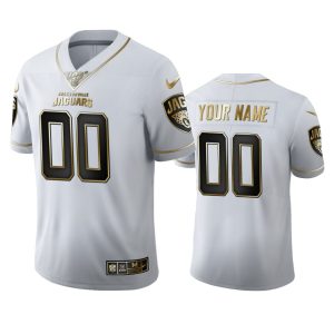 Top notch Jacksonville Jaguars Custom Men's  White Golden Edition Vapor Limited NFL 100 Jersey