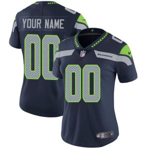 High quality Seattle Seahawks Customized Steel Blue Team Color Stitched Vapor Untouchable Limited Women's NFL Jersey