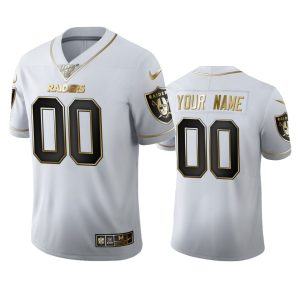 Top notch Las Vegas Raiders Custom Men's  White Golden Edition Vapor Limited NFL 100 Jersey