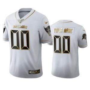Delightful Tampa Bay Buccaneers Custom Men's  White Golden Edition Vapor Limited NFL 100 Jersey
