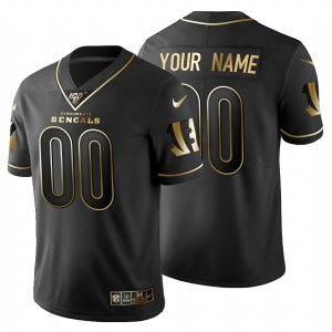 Outstanding Cincinnati Bengals Custom Men's  Black Golden Limited NFL 100 Jersey