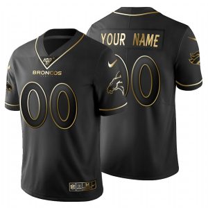Outstanding Denver Broncos Custom Men's  Black Golden Limited NFL 100 Jersey