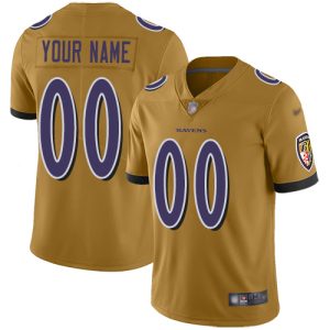 Exceptional Baltimore Ravens Customized Gold Men's Stitched NFL Limited Inverted Legend Jersey