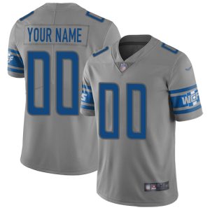 Premium Detroit Lions Customized Gray Men's Stitched NFL Limited Inverted Legend Jersey