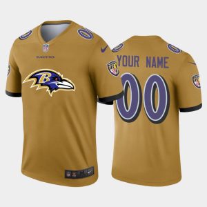 Amazing Baltimore Ravens Custom Gold Men's  Big Team Logo Vapor Limited NFL Jersey