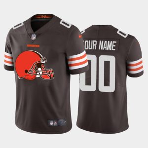 Premium Cleveland Browns Custom Brown Men's  Big Team Logo Vapor Limited NFL Jersey