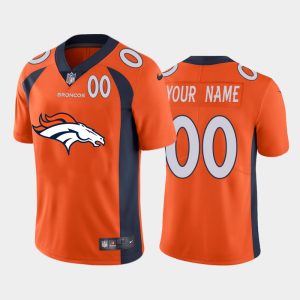 Top notch Denver Broncos Orange Custom Men's  Big Team Logo Player Vapor Limited NFL Jersey