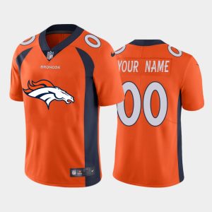 Outstanding Denver Broncos Orange Custom Men's  Big Team Logo Vapor Limited NFL Jersey