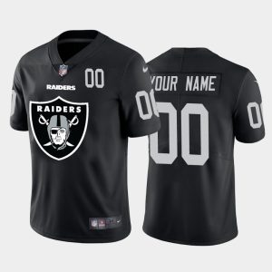 Stunning Las Vegas Raiders Custom Black Men's  Big Team Logo Player Vapor Limited NFL Jersey
