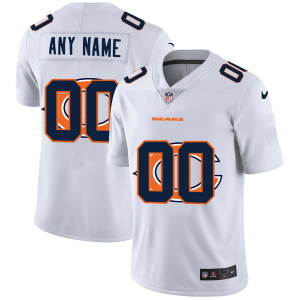 Stunning Chicago Bears Custom White Men's  Team Logo Dual Overlap Limited NFL Jersey