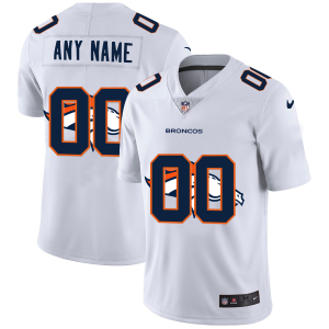 Outstanding Denver Broncos Custom White Men's  Team Logo Dual Overlap Limited NFL Jersey